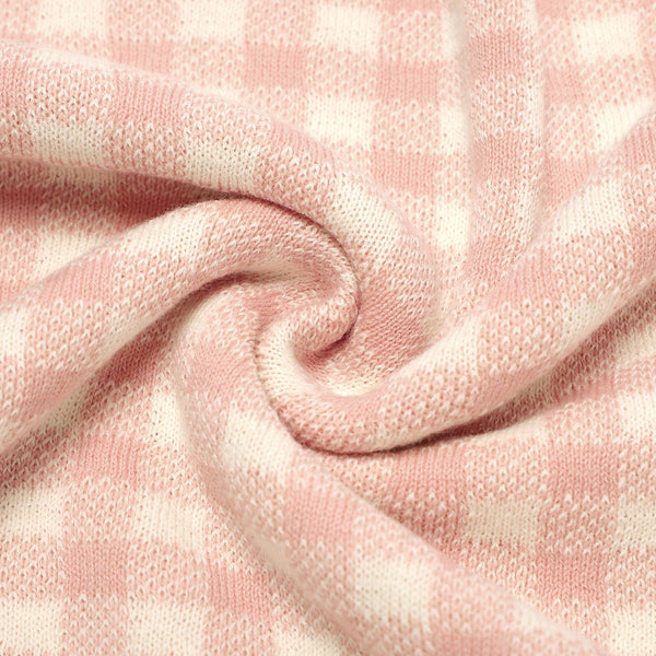 Baby Blanket, 100% Cotton Swaddle Receiving Plaid Pink