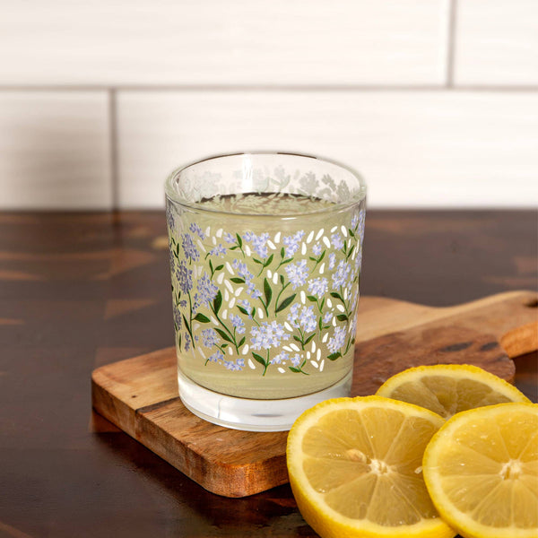 Hydrangea Floral Short Juice Glass