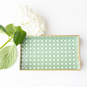 Tray, Green Cane Vanity Tray
