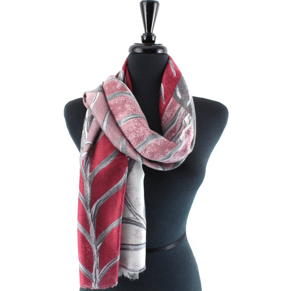 Scarf, Fall Print, Red/Pink