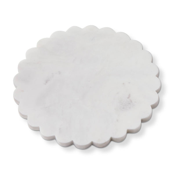 Scalloped Round Marble Board White