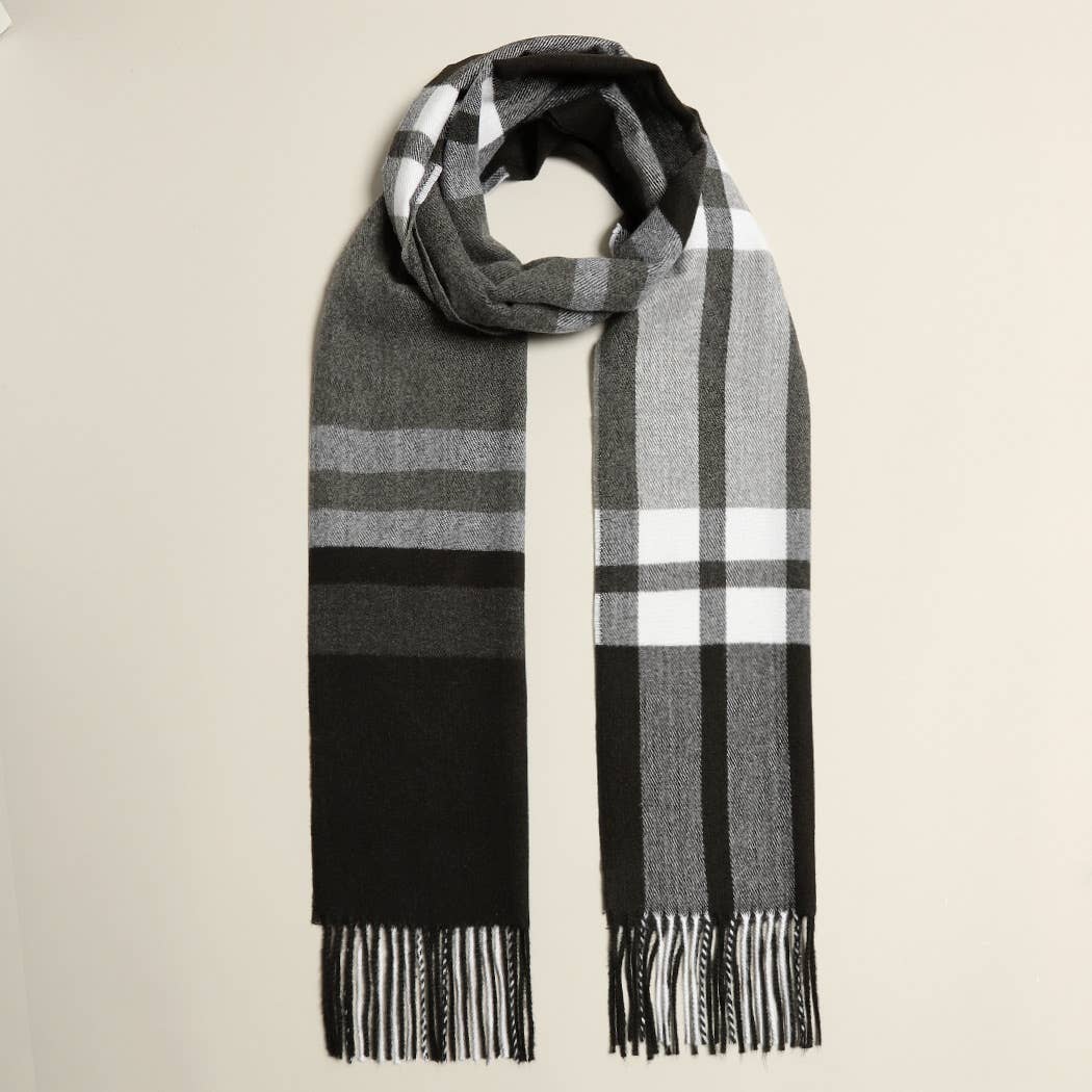 Scarf, Black/Gray Pattern, Cashmere Feel