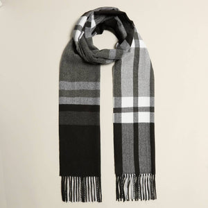 Scarf, Black/Gray Pattern, Cashmere Feel