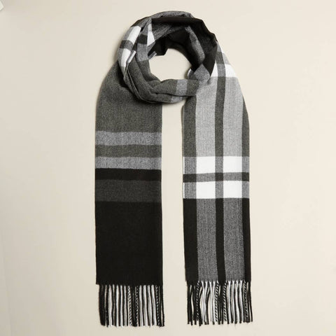 Scarf, Black/Gray Pattern, Cashmere Feel