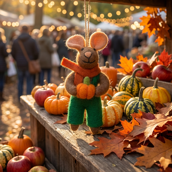 Ornament, Felt, Pumpkin Harvest Mouse