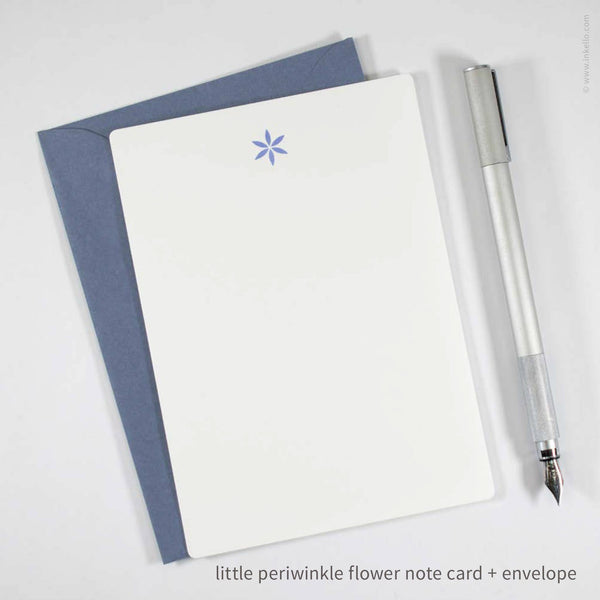 Flat Note Card Set with Little Periwinkle Flower