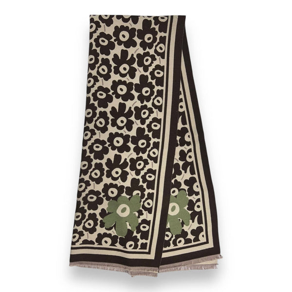 Scarf, Cashmere Blend, Flower Khaki