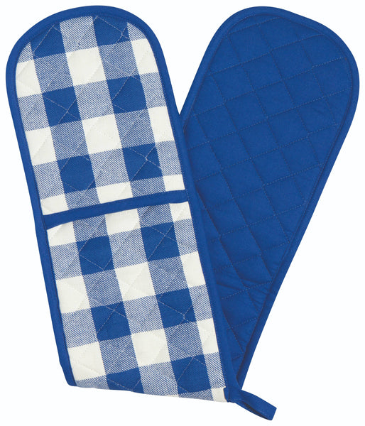Royal Blue Check Double Oven Mitt