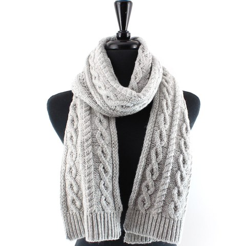 Scarf, Cable Knit Grey