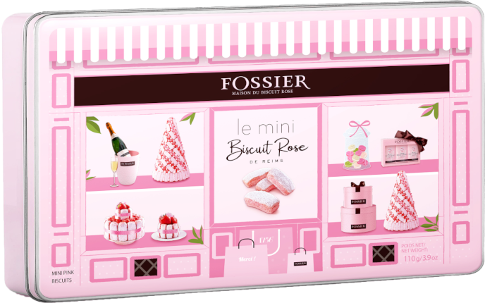 French Fossier Mini Pink Biscuits for Champagne Tin