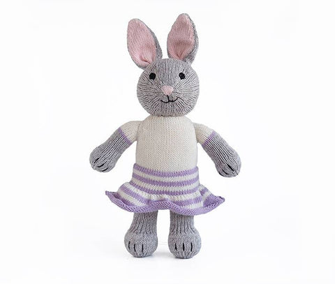 Plush, Knit Grey Bunny With Skirt