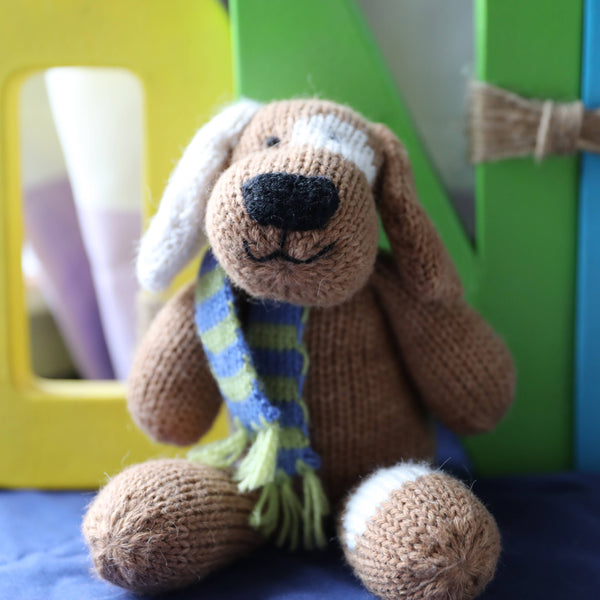 Plush, Knit Brown Spotted Dog