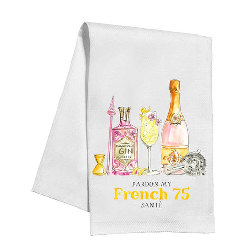 Towel, Handpainted Pardon My French 75