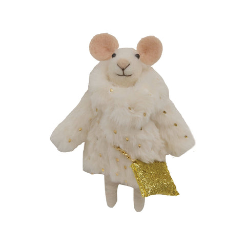 Felt Ornament, Christmas Fur Coat Mouse