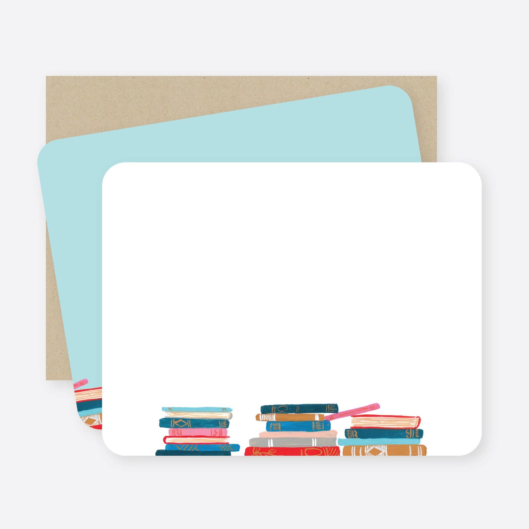 Boxed Notecard Set /8, stacked books