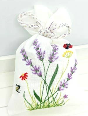 Sachet, Embroidered - Lavender Fields