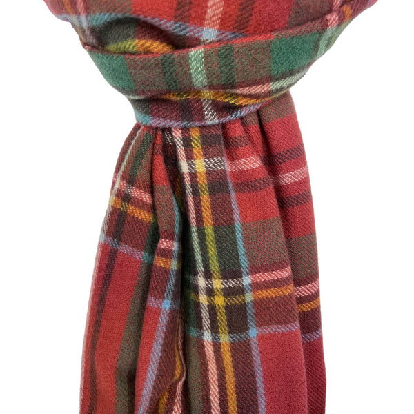 Scarf, Tartan Woven w/ Tassels: Red