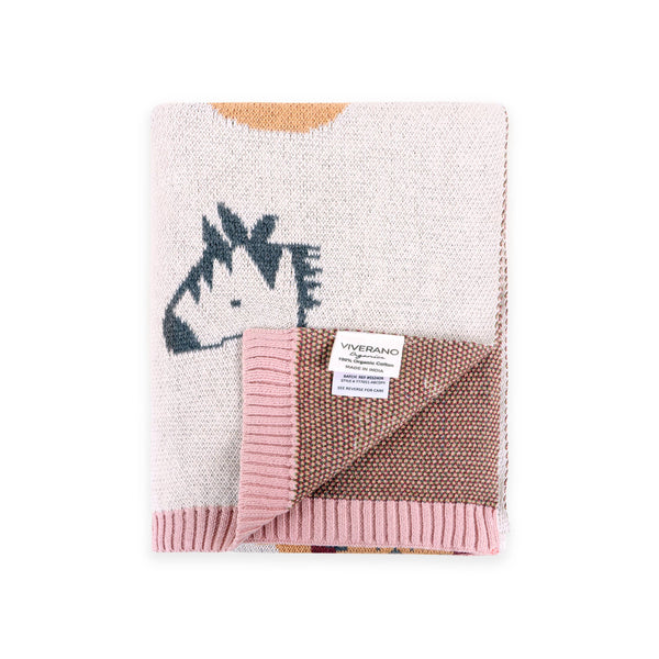 Baby Blanket, Organic Jacquard Alphabet, Pink