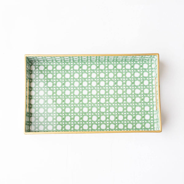 Tray, Green Cane Vanity Tray