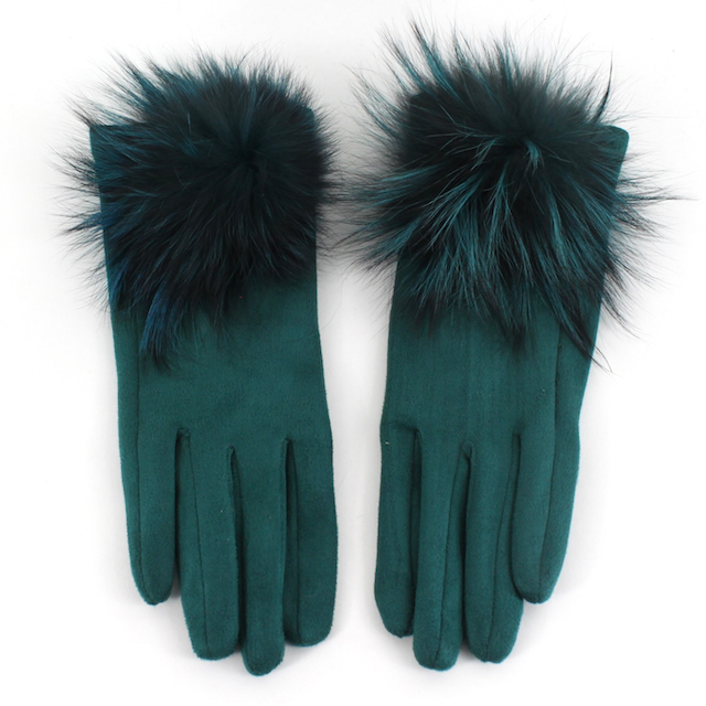 Gloves, Pom Pom, Green