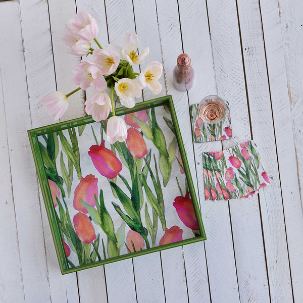 Napkins, Cocktail, Pink Tulips