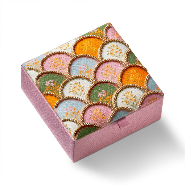 Jewelry Box, Scallop Embroidered Multi Velvet