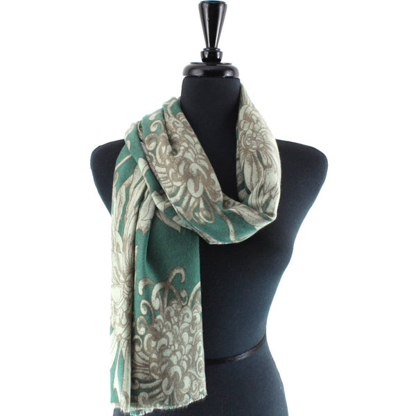 Scarf, Cashmere-Like Printed, Green