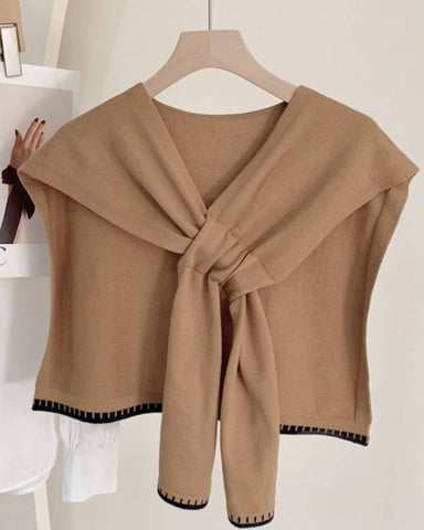 Mini Shoulder Cross-Front Scarf : Taupe