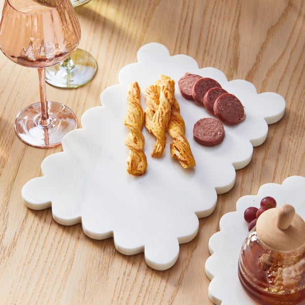 Scalloped Rectangle Marble Board White