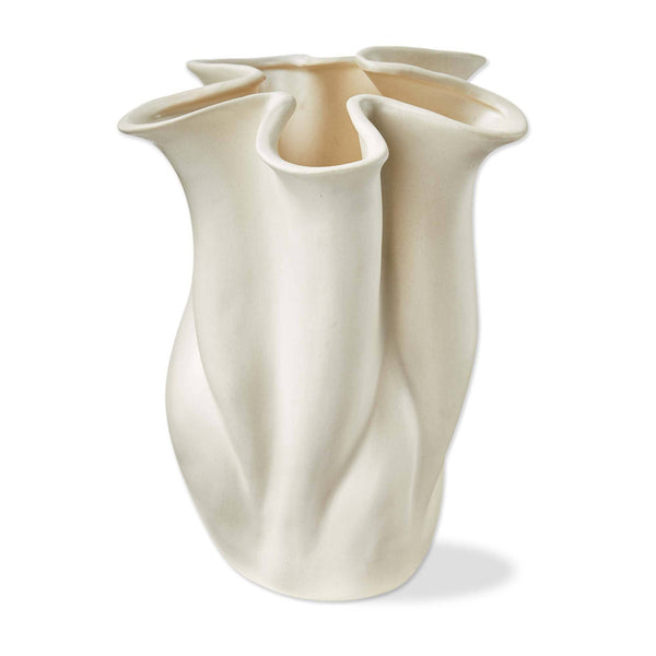 Vase, Organic Swirl Edge Ivory Stoneware