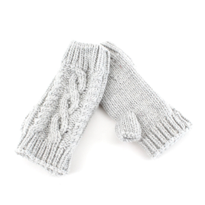 Gloves, Fingerless Cable Knit Grey