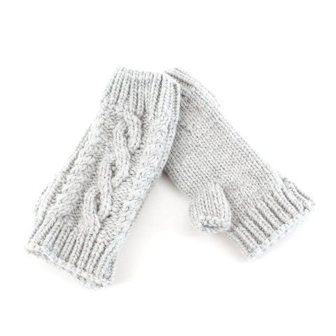 Gloves, Fingerless Cable Knit Grey