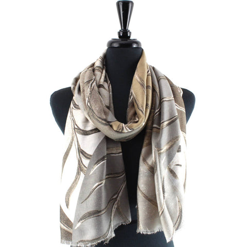 Scarf, Fall Print, Taupe