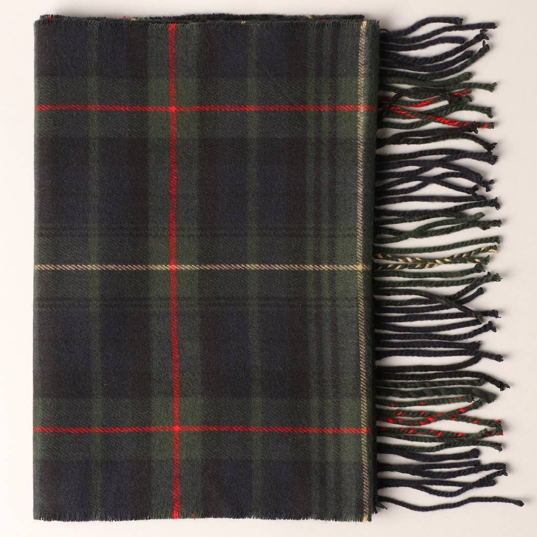 Scarf, Plaid Cashmere Feel Green