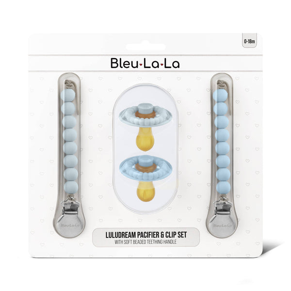 Pacifier + Clip Set, Sky Blue