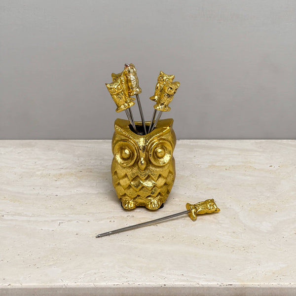 Alum Owl Picks Set of 6