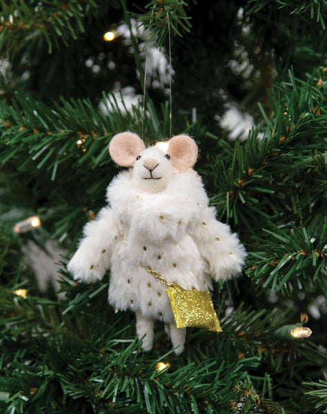 Felt Ornament, Christmas Fur Coat Mouse