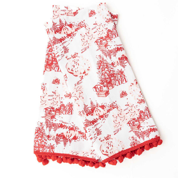 Santa Toile Tassel Kitchen Towel Set/2