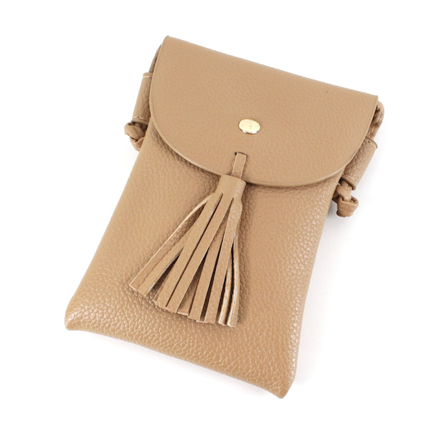 Crossbody Bag w/Tassel Décor: Khaki