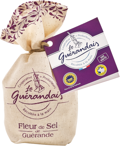 Fleur de sel de Guérande, linen sachet Salt from FRANCE