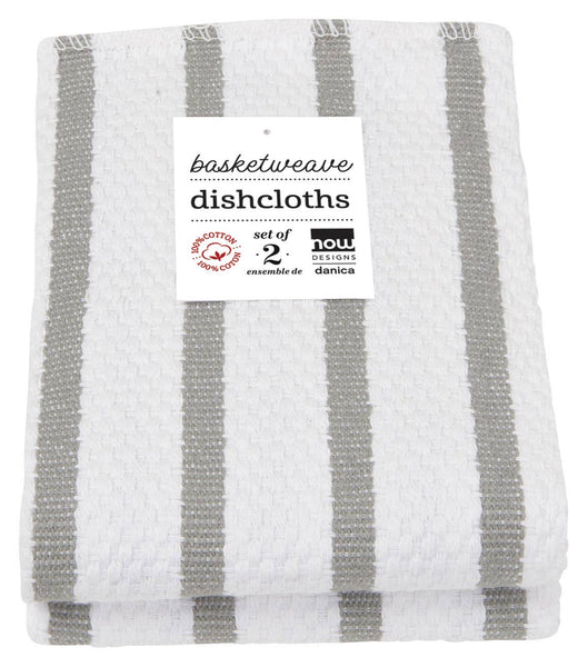 Dishcloths, Basketweave London Gray Set/2