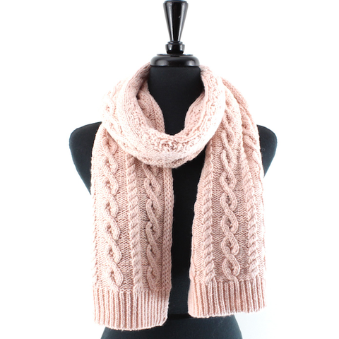 Scarf, Cable Knit Pink