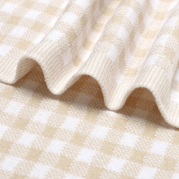 Baby Blanket, 100% Cotton Swaddle Receiving Plaid Pink