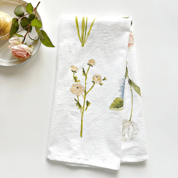 Tea Towel, Flour Sack Garden Flowers