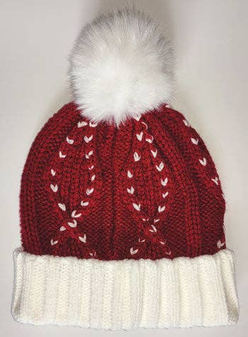 Beanie Hat w/ Pom Pom, Festive Red