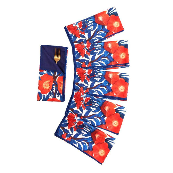 Icelandic Poppies blu Dinner Napkin, Set/8