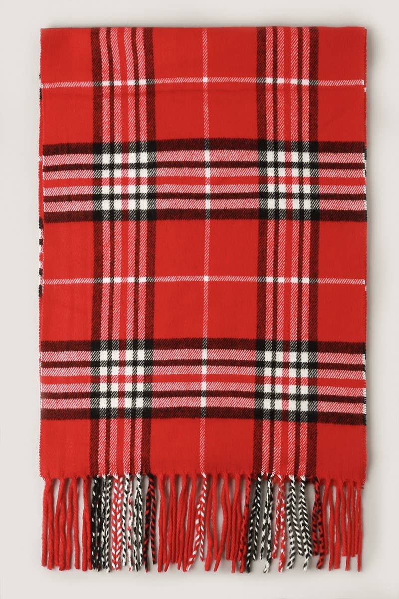 Scarf, Giant Check Cashmere Feel, Red