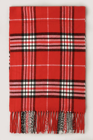 Scarf, Giant Check Cashmere Feel, Red