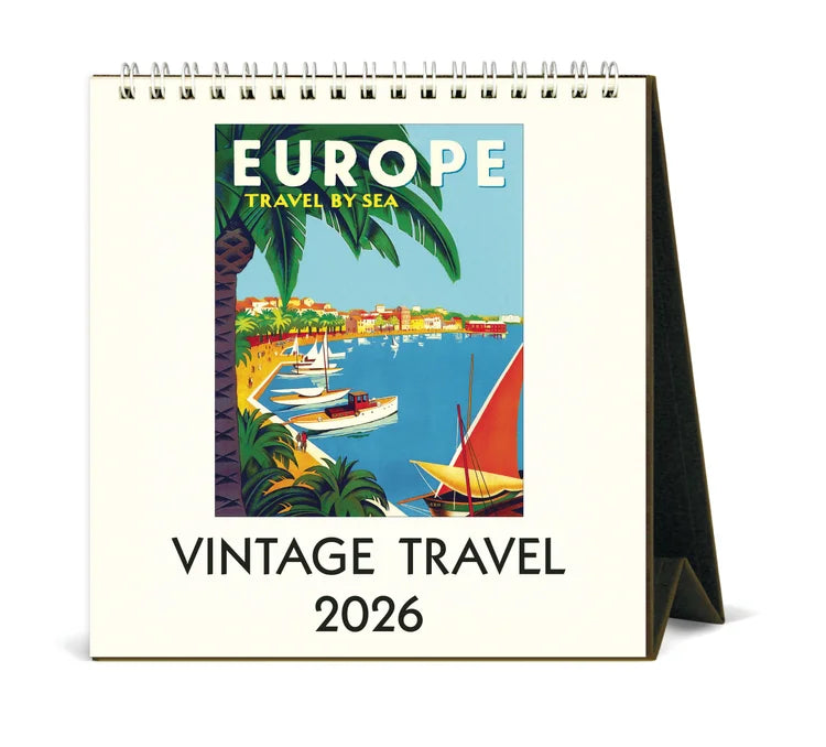 2026 Calendar, Desk, Vintage Travel