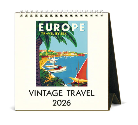 2026 Calendar, Desk, Vintage Travel